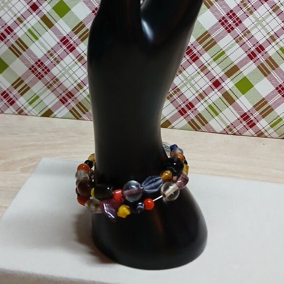 Hand Crafted Colorful Glass Beaded Silver Tone Bracelet Fashion Jewelry #36 - Picture 6 of 9